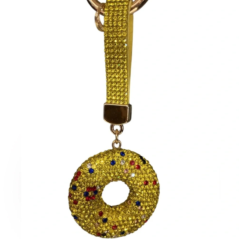 Adorable Bling Yellow Donut Bag Charm NWOT
